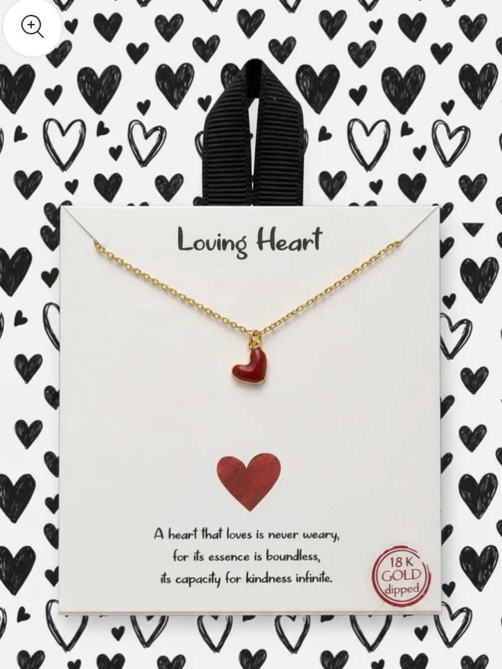 “Loving Heart” Red Enamel Pendant Necklace - 18K Gold Dipped